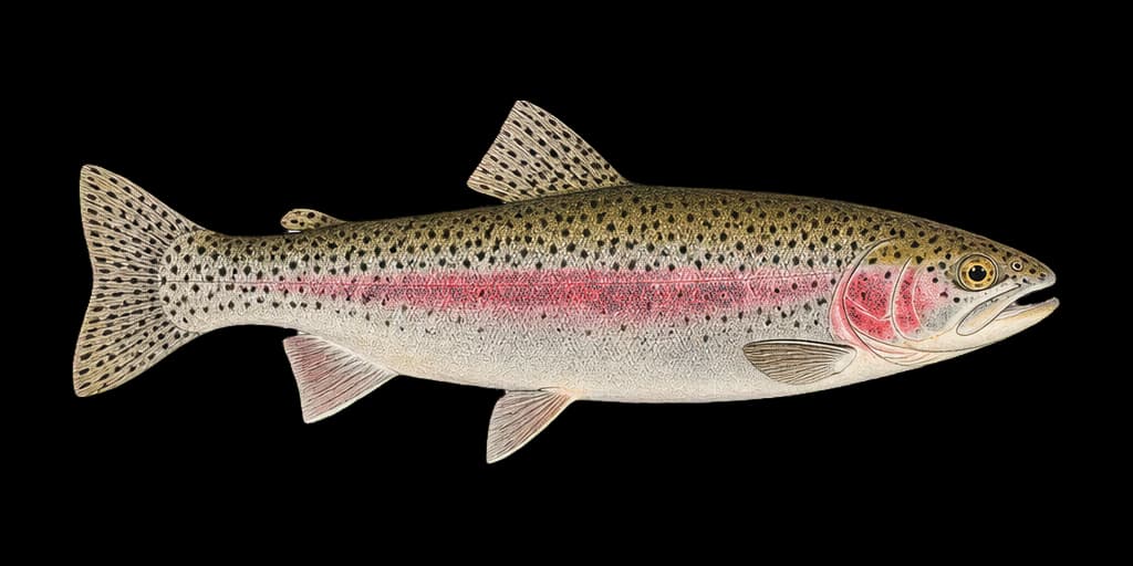 Vintage illustration of a rainbow trout
